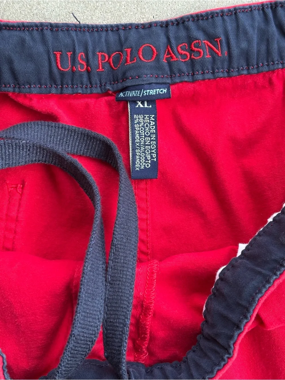 U.S. Polo Assn. Active Stretch Cotton Red + Navy Flat Front Shorts Men’s Size XL